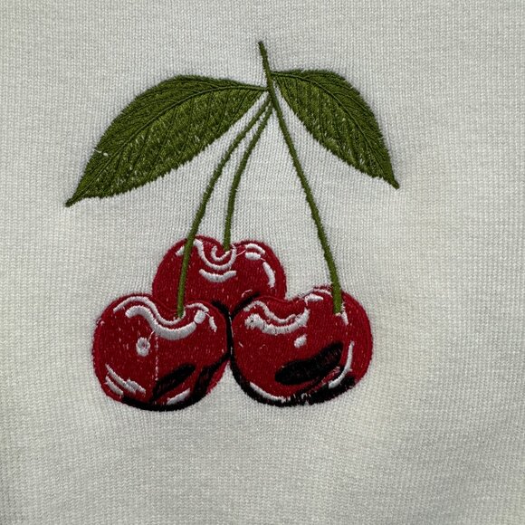 NEW Cherry Embroidered Knit Vest in White, Size M - Picture 6 of 15